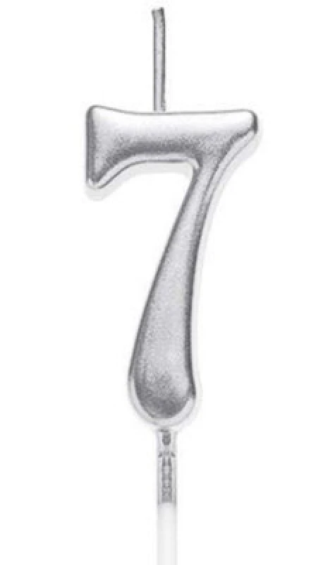 Image of Shatchi Silver 7 Number Candle Birthday Anniversary Party Cake Decorations Topper Silver unisex