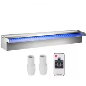 Image of 23.6" x 4.5" x 3.1" Stainless Steel Decorative Waterfall Pool Fountain With LED Strip Light For Garden Pond Indoors And Outdoors