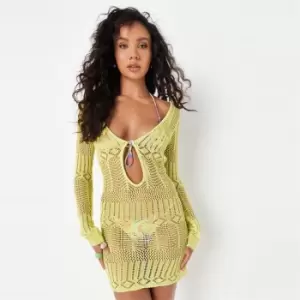 Missguided Crochet Mini Dress - Green