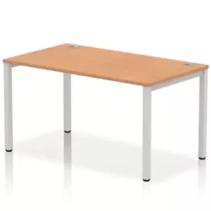 Image of Impulse Bench Single Row 1400 Silver Frame Office Bench Desk Oak