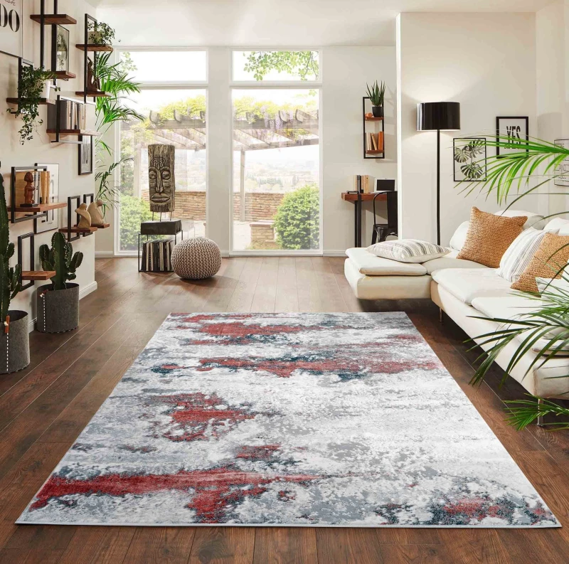 Image of Onyx Modern Living Room Rug - Abstract Area Rugs Pink 120X170 Cm
