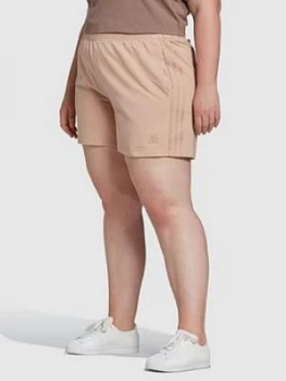 Image of Adidas Originals New Neutral 3-Stripes Plus Size Shorts - Nude
