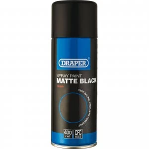 Image of Draper Matte Finish Aerosol Spray Paint Black 400ml
