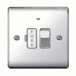 Image of Wickes 13A Switched Fused Socket + LED Screwed Raised Flat Plate Polished Chrome
