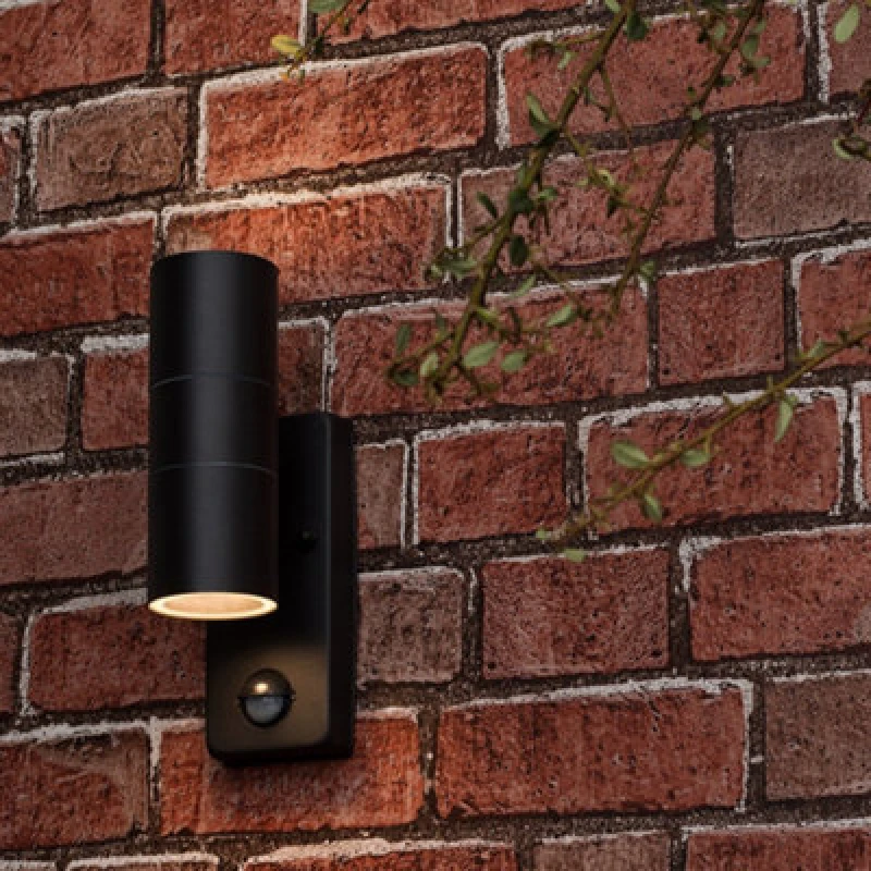 Image of Valuelights Black Up/down Outdoor Security Wall Light Pir Motion Sensor Detector Ip44 Rated With 2 X 5W Gu10 Cool White LED Bulbs