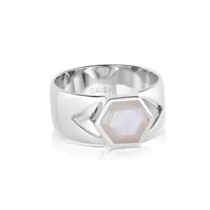 Image of Rings 925 Sterling Silver Beloved Bold Moonstone Band Ring Sterling Silver