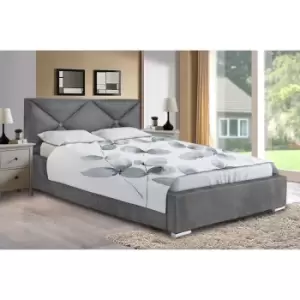 Image of Mevena Bed Double Plush Velvet Grey