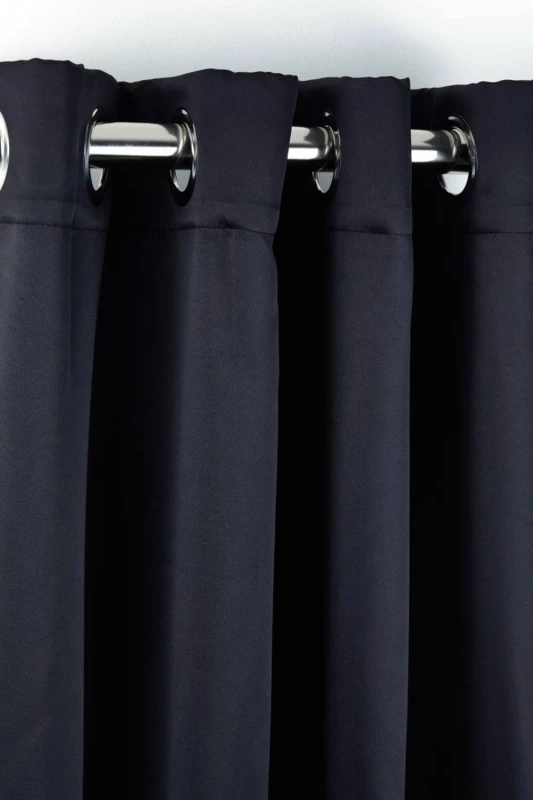 Image of New Edge Blinds Essential Woven Thermal Blackout Eyelet Curtains in Black Size: 228cm width x 228cm drop Black Unisex 228cm width x 228cm drop
