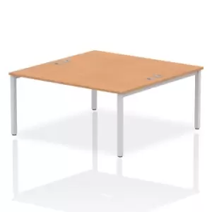 Image of Impulse Bench B2B 2 Person 1600 Silver Frame Office Bench Desk Oak