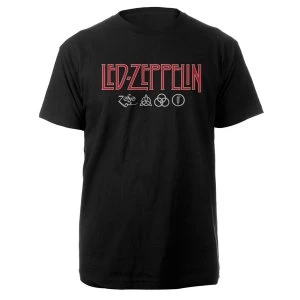 Image of Led Zeppelin - Logo & Symbols Mens Large T-Shirt - Black