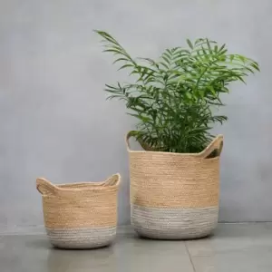 Image of Ivyline Geilo Jute Grey Lined Basket - H27Cm D28Cm