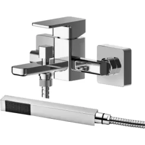 image of Nuie Windon Wall Mounted Bath Shower Mixer Tap with Shower Kit - Chrome