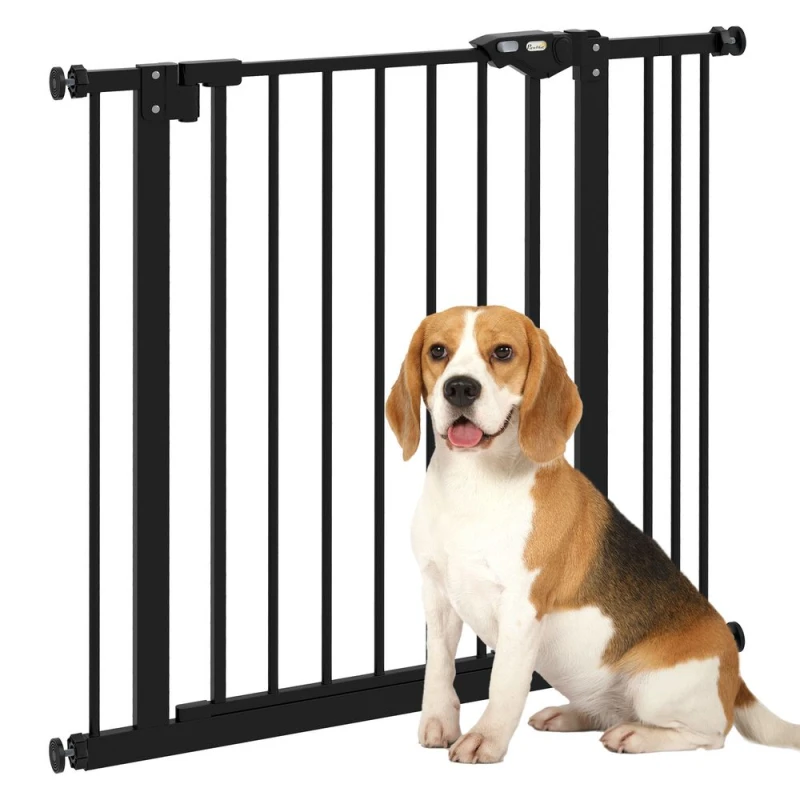 Image of PawHut Adjustable Safety Gate w/ 4 Adjustable Screws Black D06-096V02BK