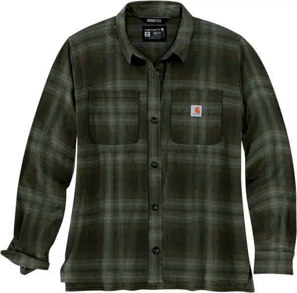 Image of Carhartt Midweight Flannel Ladies Shirt, green, Size XS for Women