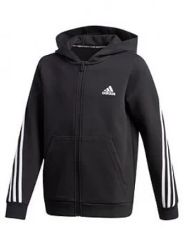 image of Adidas Boys 3-Stripes Full Zip Hoodie - Black