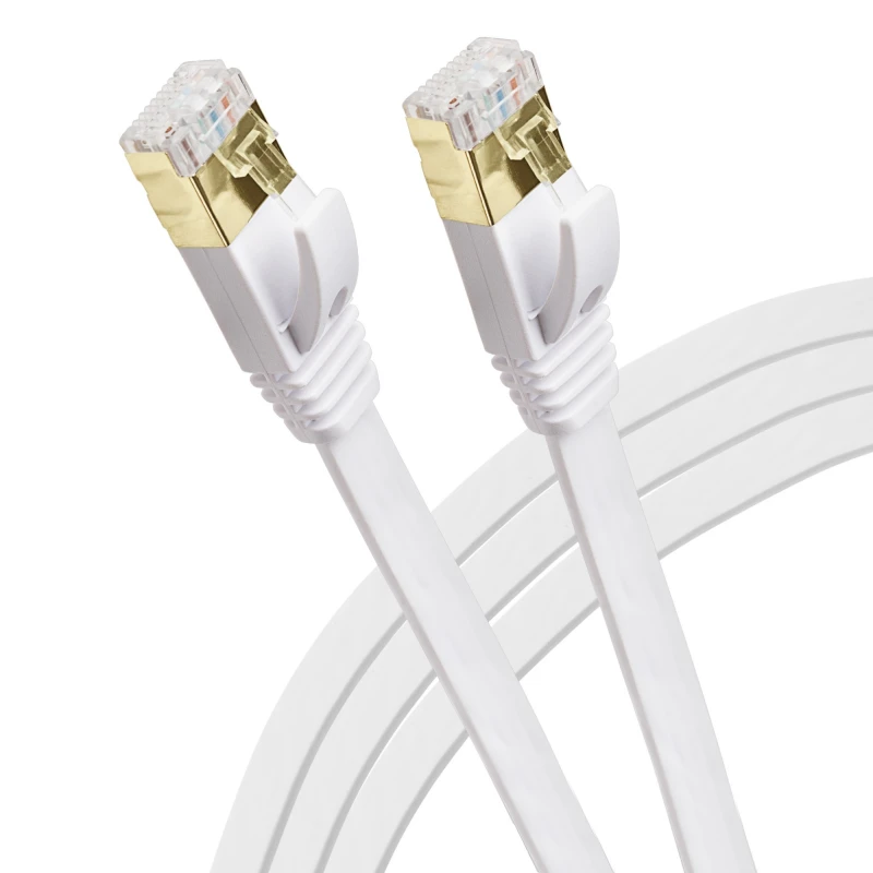 Image of Maplin RJ45 CAT7 Flat Ethernet LAN Cable - White - 0.5m