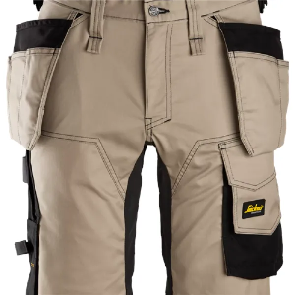 image of Snickers AllroundWork Stretch Shorts Holster Pockets - Khaki/Black - 44