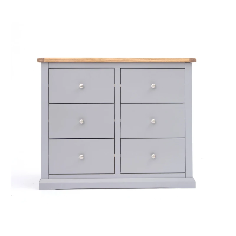 Image of Cabinet Bits Rocca 6 Drawer Chest of Drawers Chrome Knob in Grey Grey Unisex