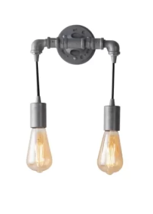 image of Amarcord Pipe Effect Twin Wall Lamp, Zinc, E27