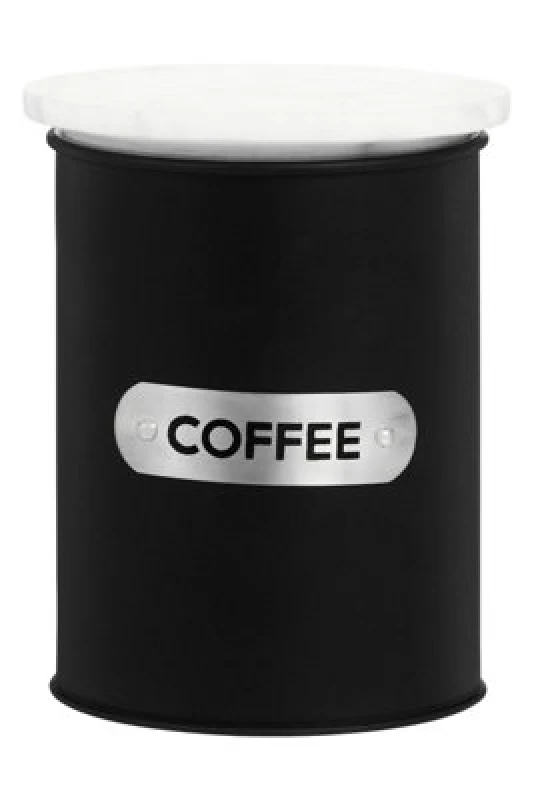 Image of Orsina Chic Design Black Enamel Coffee Canister, Functional Design Metal Canister, Durable Stainless Steel Canister