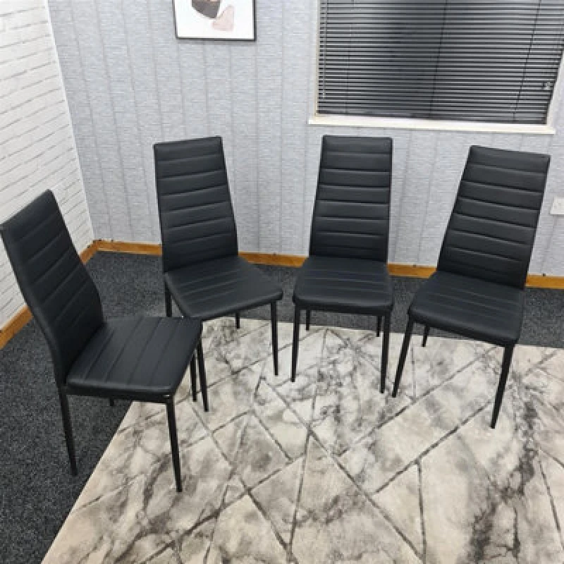 Image of KOSY KOALA KOSY KOALA Dining Chairs Set of 4 Black Leather Kitchen Chairs Black One Size Unisex 620919212679