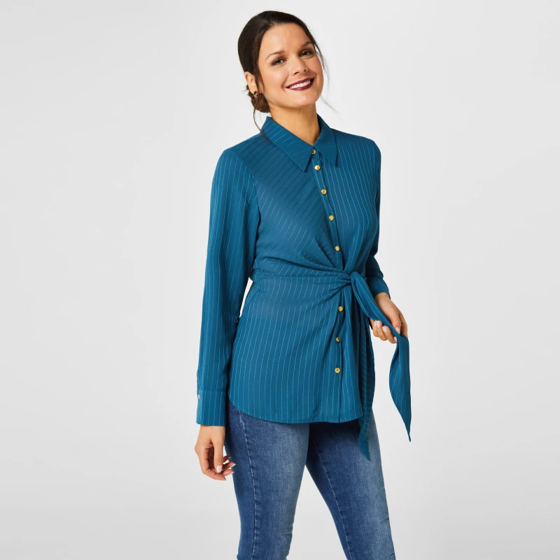 Image of Biba Biba Tie Side Shirt - Blue Blue 8