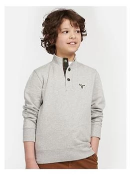 Image of Barbour Boys Half Snap Sweat Top - Grey Marl, Size 12-13 Years
