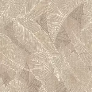 image of Belgravia Decor Belgravia Decor Anaya Leaf Textured Wallpaper Taupe