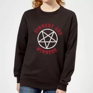 Image of Sinners are Winners Womens Sweatshirt - Black - XXL