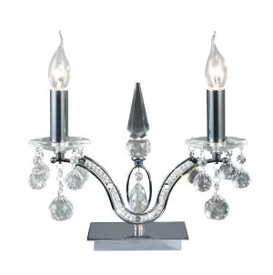 image of Table Lamp 2 Light Polished Chrome, Crystal