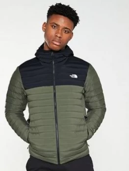 Image of The North Face Stretch Down Hooded Jacket - Taupe, Taupe Size M Men