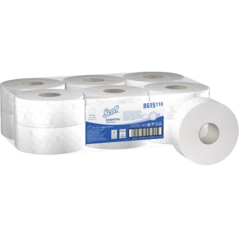 image of 8615 Scott 200/60 Toilet Tissue Min/Jumbo White 12-Roll - Scott Hygiene