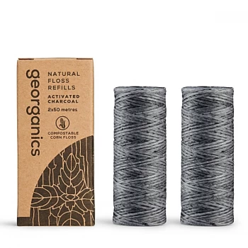 image of Georganics Activated charcoal Natural Floss Refill x 2 50m