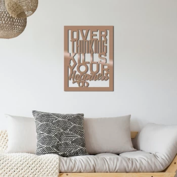 Image of Over Th?nk?ng K?lls Your Happp?nes - Copper Copper Decorative Metal Wall Accessory