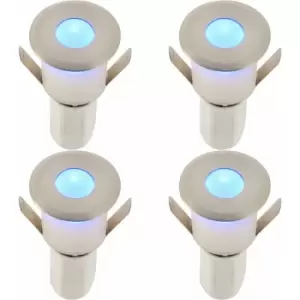 Image of 4 pack Recessed Decking IP67 Guide Light - 1.2W Blue Light LED - Satin Nickel