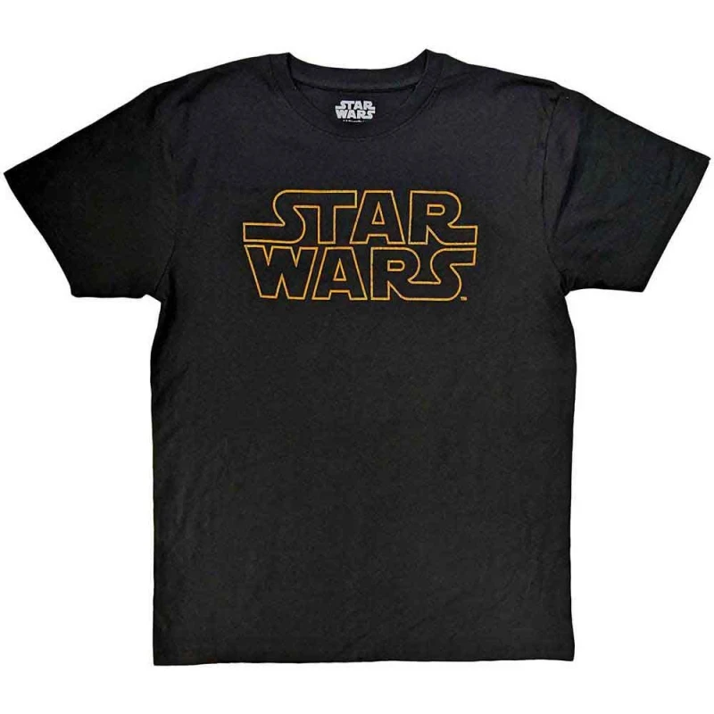 Image of Star Wars Classic Logo Outline T Shirt Black unisex