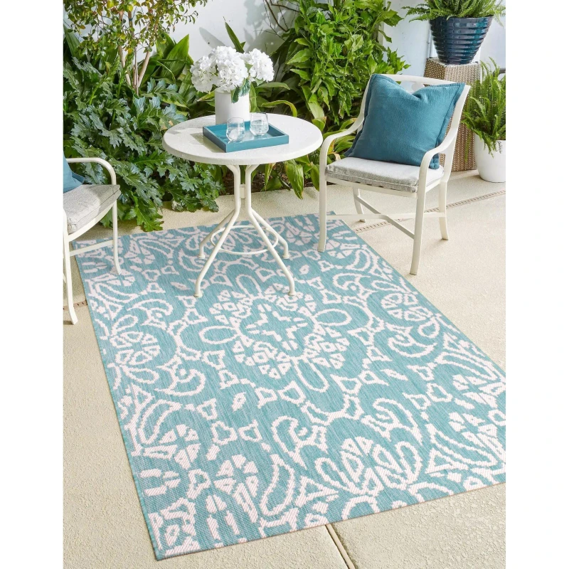 Image of Rugstyle SUMMER BREEZE FLEUR DE LYES Aqua unisex 100x150cm