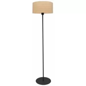 Image of Helam Abba Floor Lamp With Shade Natural Rattan, Black 40cm