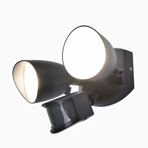 Image of Lutec Lutec Shrimp 23.5W LED Twin Outdoor Spotlight with PIR Sensor - Black