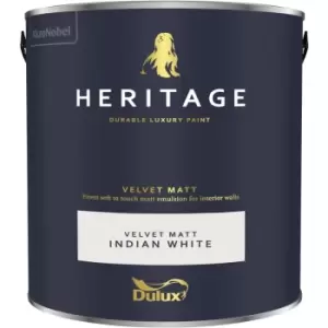 Image of Dulux Heritage Velvet Matt Indian White Matt Emulsion Paint 2.5L