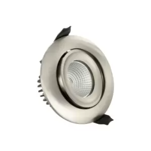 image of Integral Luxfire Fire Rated Tiltable Downlight 92mm Cutout IP65 430LM 6W 3000K 36 Beam Dimmable 72LM/W Satin Nickel