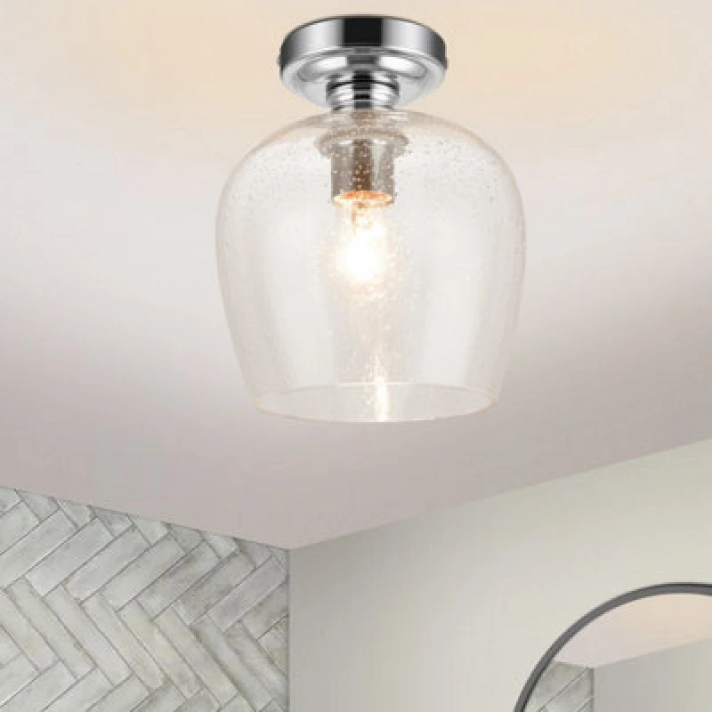 Image of Cosylyte Oakdale Bathroom Classic Bubble Glass Ceiling Light - Chrome Base