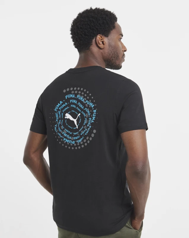 Image of Puma PUMA Back Graphic T-Shirt Black - Puma - Size: S37 Black Male S37 PP09701