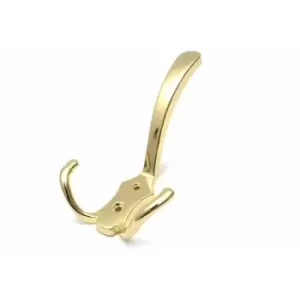 Image of Triple Hat Coat Hanger Hook Door Wall Bath With Fixings - Colour Gold - Pack of 2