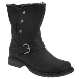 Image of Cats Eyes Womens/Ladies Fold Down Biker Style Ankle Boots (8 UK) (Black)