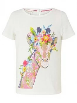 Monsoon Girls Georgia Giraffe Top - Ivory, Size Age: 12-13 Years, Women