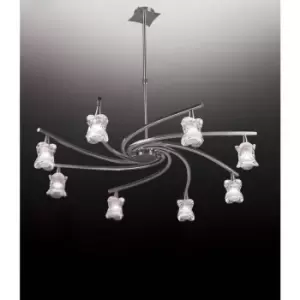 image of Rosa Del Desierto telescopic suspension 8 G9 bulbs, satin nickel