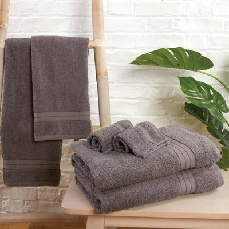 Image of OHS OHS 10 Pack of 100% Cotton Bathroom Bath Towel in Grey Grey Bath Towel Unisex 5027434142439