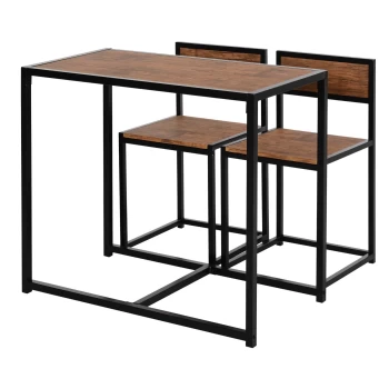 image of HOMCOM 3 Pcs Table Stool Set Industrial Design w/ Steel Frame MDF Panels Living Room Bar Modern Furniture AOSOM UK