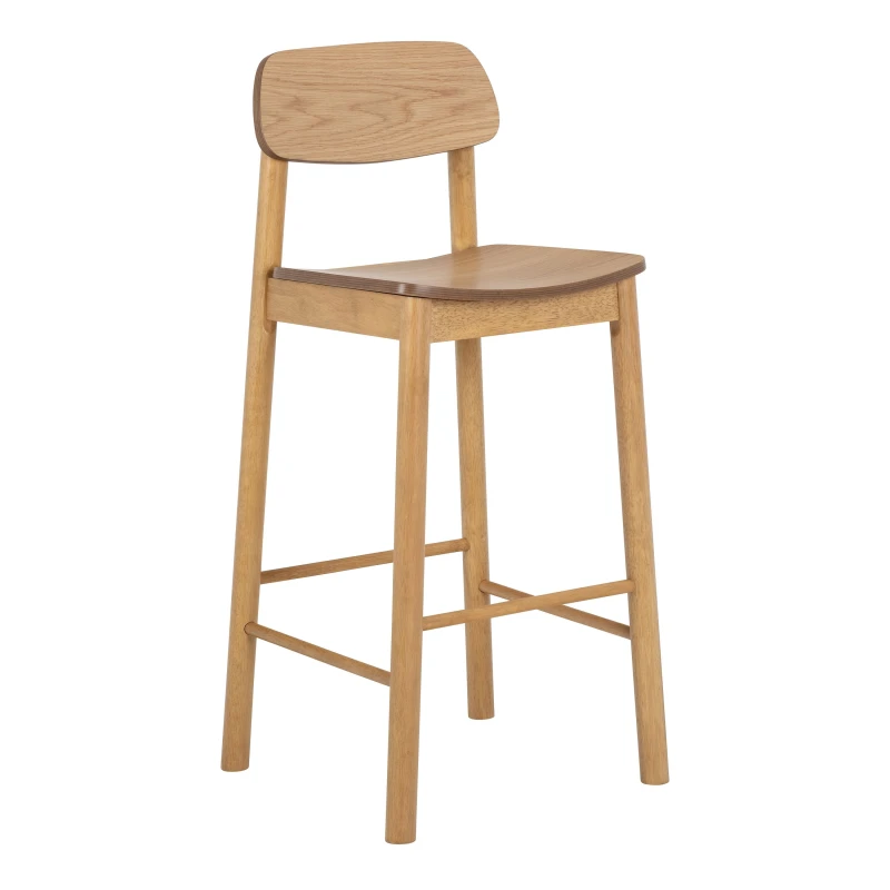 Image of Furniture To Go Barlow Bar Stool In Matt Oak Set Of 2